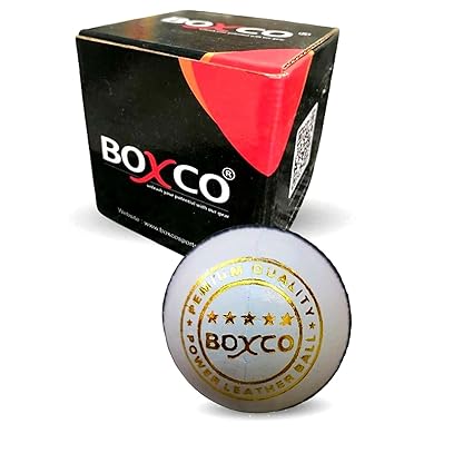 BOXCO Power Hand-Stitched Four-Piece Cricket Leather Ball Durable Match Ball for T20, One Day & Test Matches (Red, Pack of 1)