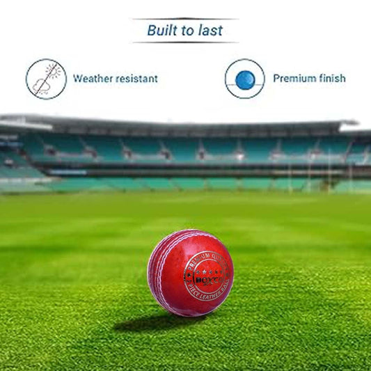 BOXCO Premium Hand Stiched Two Piece Cricket Leather Ball for T20, One Day and Club Matches (Premium, Red)