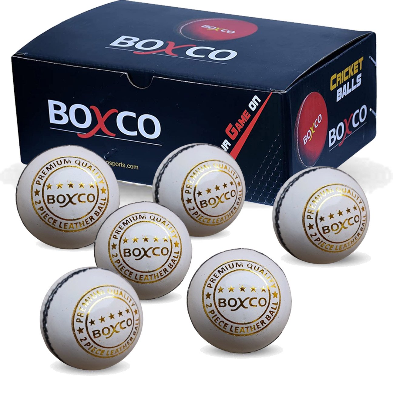 Boxco Premium White Hand Made Two Piece Cricket leather Ball