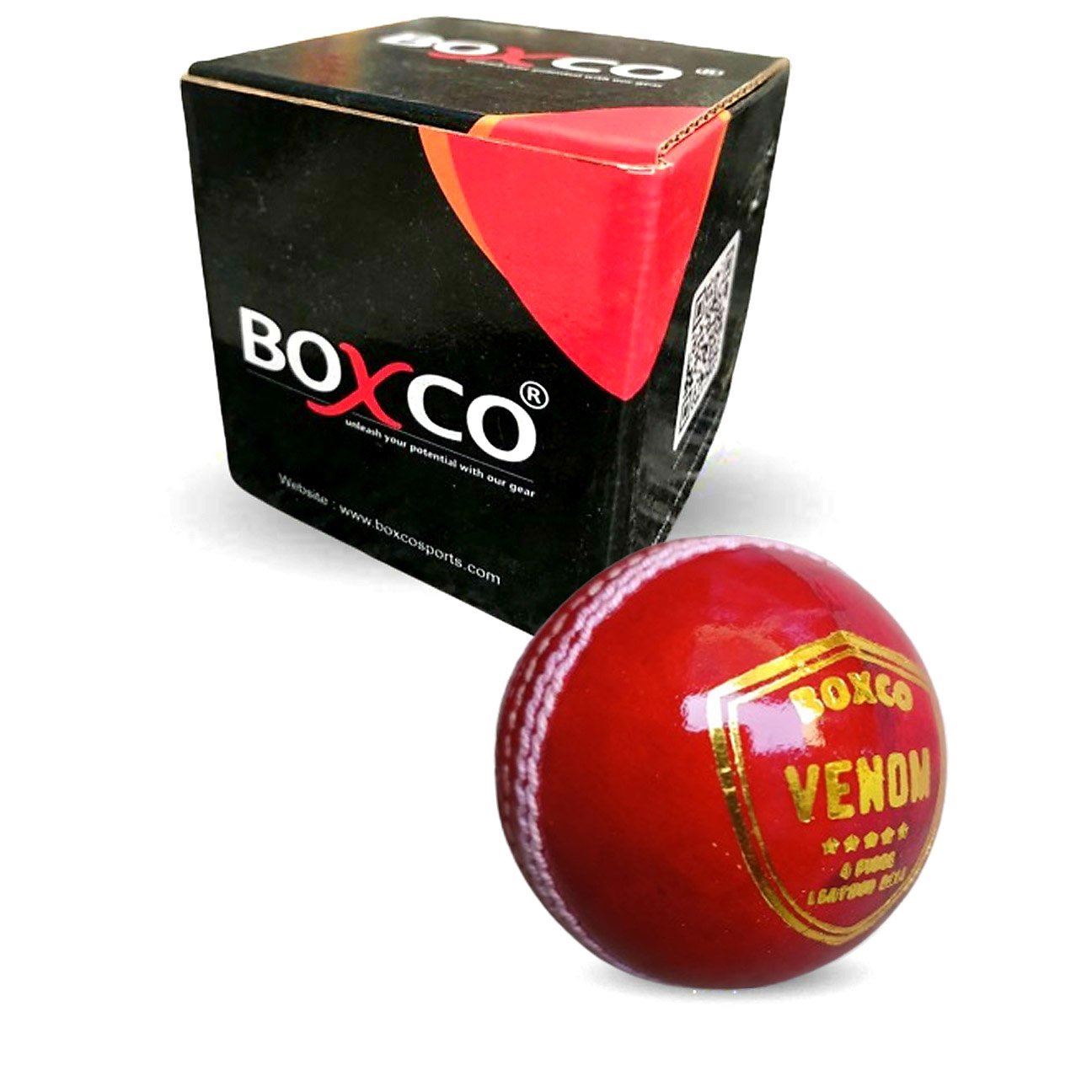 Boxco Venom Hand Made Four Piece Cricket Leather Ball