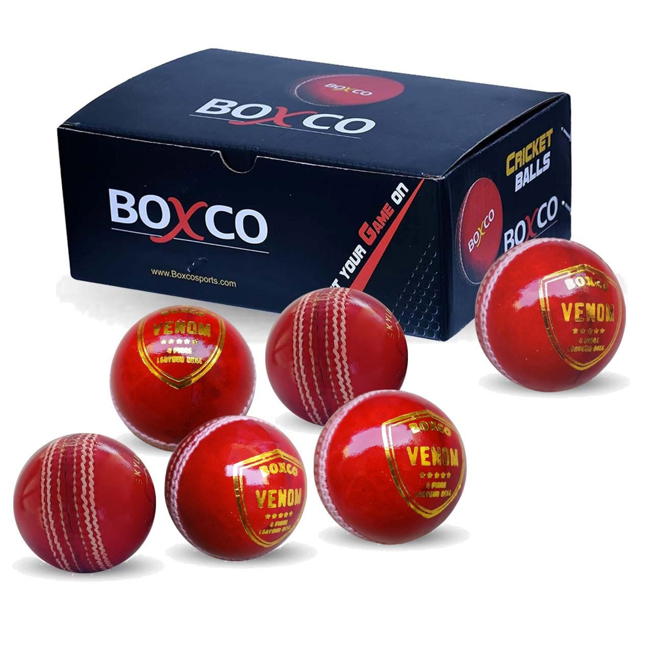 Boxco Venom Hand Made Four Piece Cricket Leather Ball